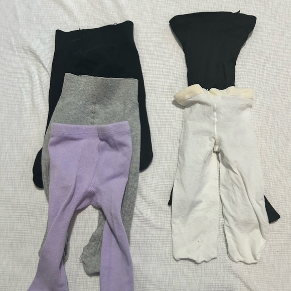 unbranded Other - Baby Girl Clothes 3-6 Month Tights Mixed‎ Brands Purple Black White Lot Of 5